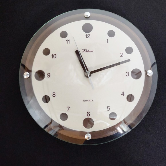 Waltham Other - Vintage Waltham Quartz Round Domed Wall Clock Quartz Analog 9" - EUC!